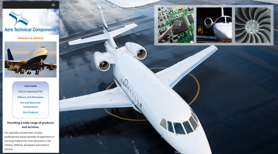 Mobile view: Products and services page