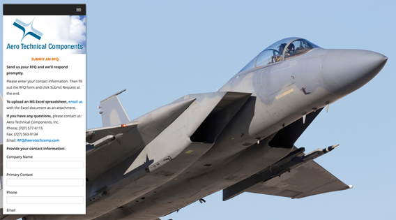 Mobile view: Submit RFQ page