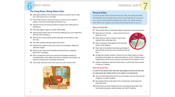 Home Safety Guide, living areas and personal safety spread